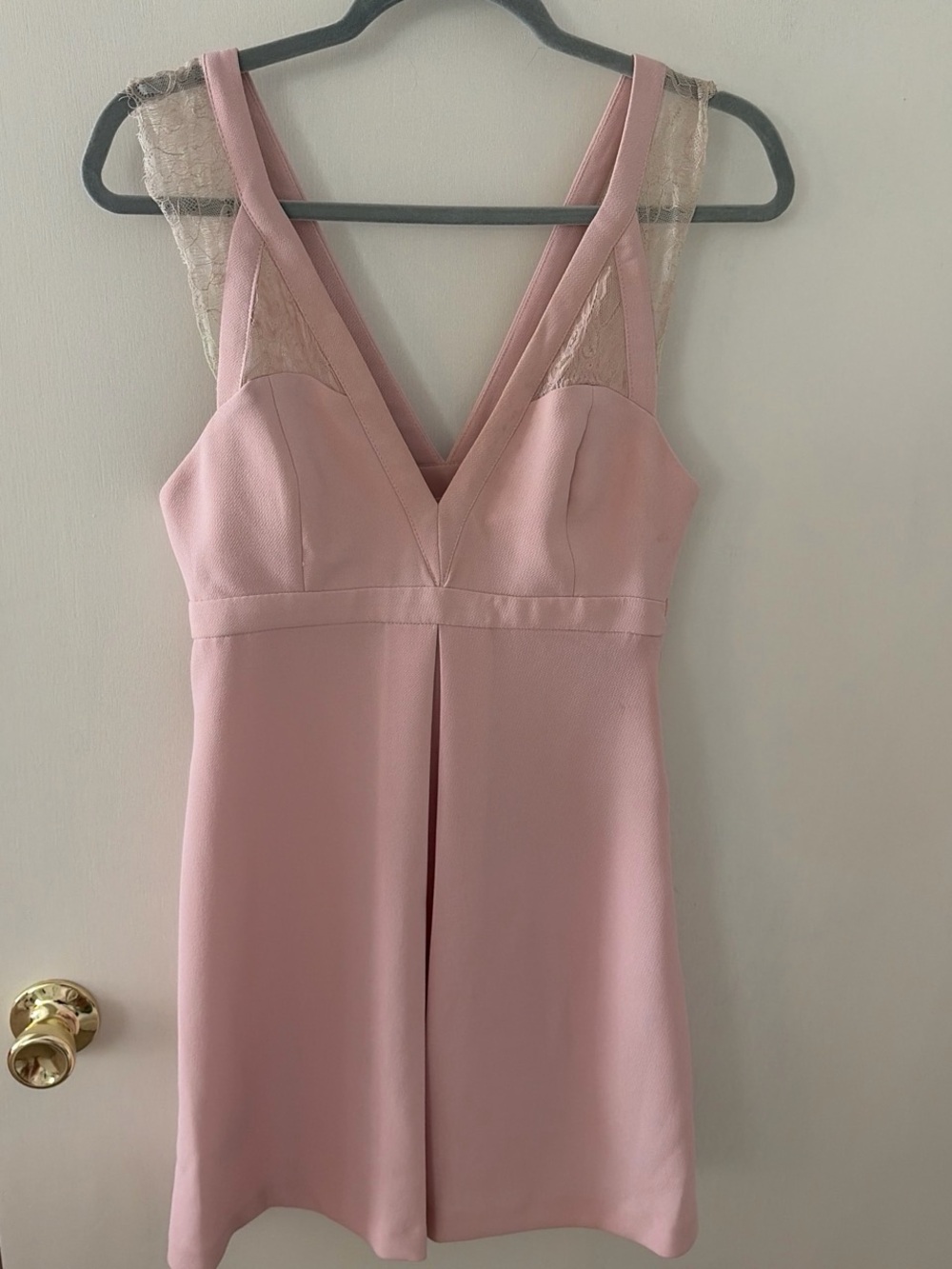 Women's Pink Lace-sleeve mini Dress